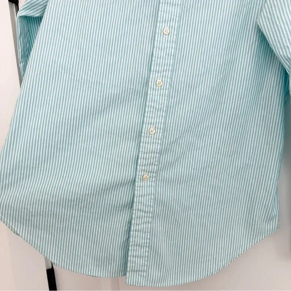 Ralph Lauren Oversized Fit Blue / Green & White Striped Button-Down Oxford Shirt - Picture 7 of 16